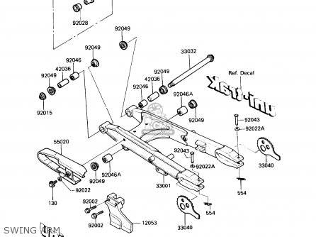 SWING ARM - KL250D7 KLR250 1990 USA CALIFORNIA CANADA