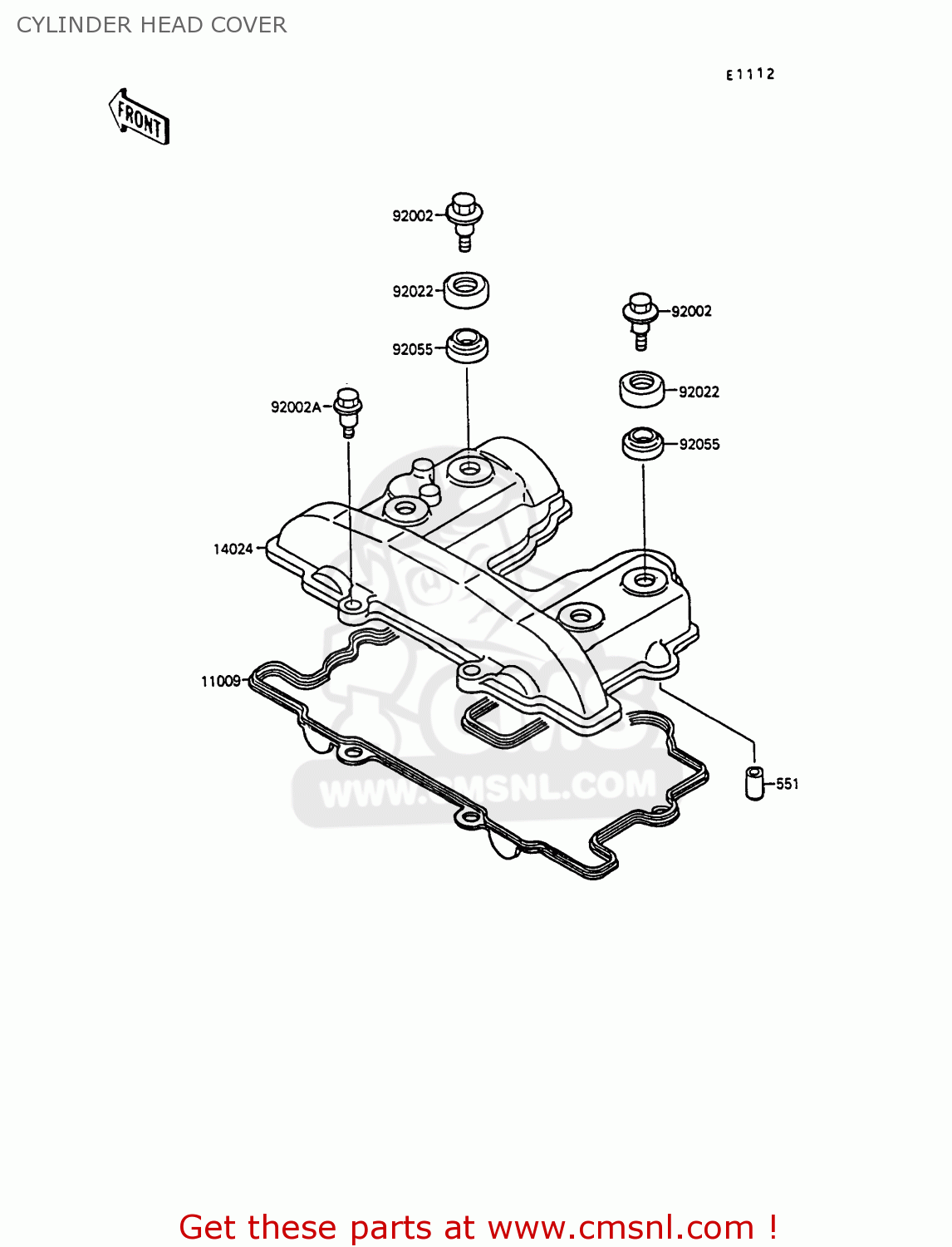 CYLINDER HEAD COVER KL250D8 KLR250 1991 EUROPE UK FG GR SD