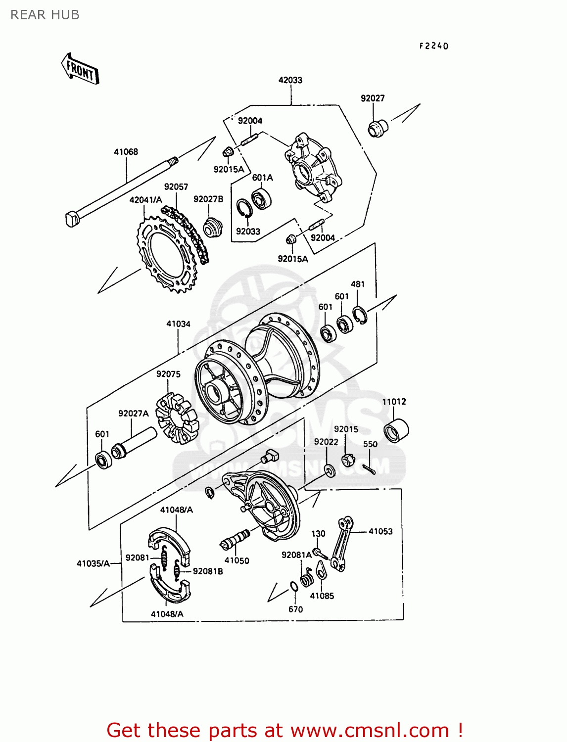 REAR HUB KL250D8 KLR250 1991 EUROPE UK FG GR SD