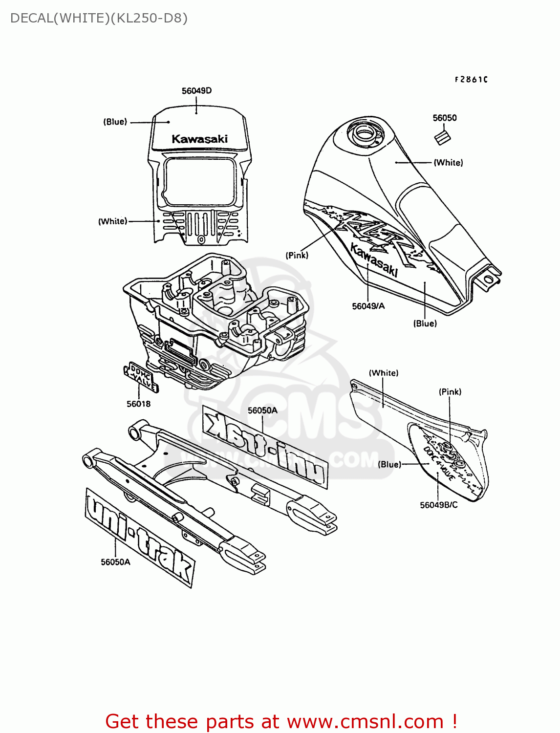 DECAL(WHITE)(KL250-D8) KL250D8 KLR250 1991 EUROPE UK FG GR SD