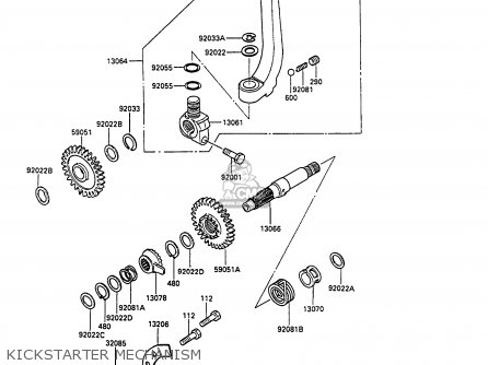 KICKSTARTER MECHANISM - KL250D8 KLR250 1991 EUROPE UK FG GR SD