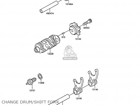 CHANGE DRUM/SHIFT FORK - KL250D8 KLR250 1991 EUROPE UK FG GR SD