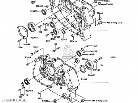 CRANKCASE - KL250D8 KLR250 1991 EUROPE UK FG GR SD