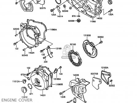 ENGINE COVER - KL250D8 KLR250 1991 EUROPE UK FG GR SD
