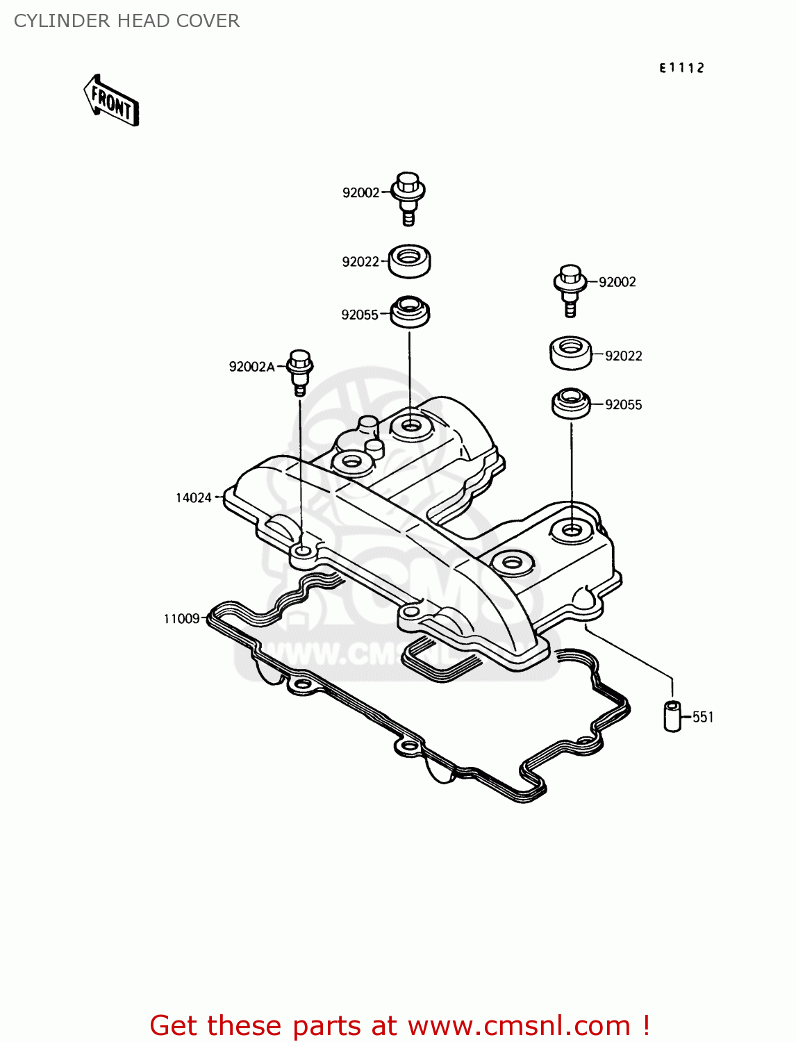 CYLINDER HEAD COVER KL250D8 KLR250 1991 USA CALIFORNIA CANADA