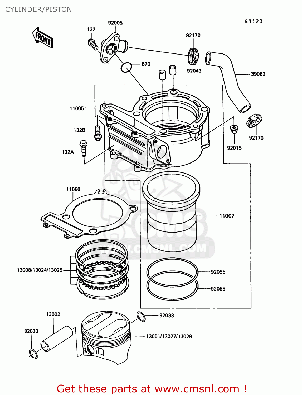 CYLINDER/PISTON KL250D8 KLR250 1991 USA CALIFORNIA CANADA
