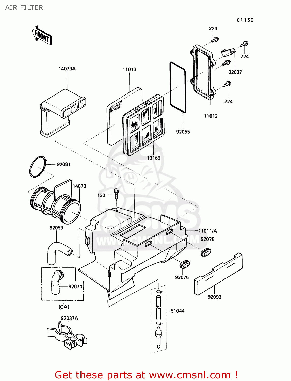 AIR FILTER KL250D8 KLR250 1991 USA CALIFORNIA CANADA