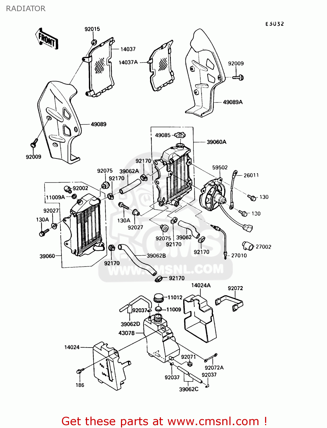 RADIATOR KL250D8 KLR250 1991 USA CALIFORNIA CANADA