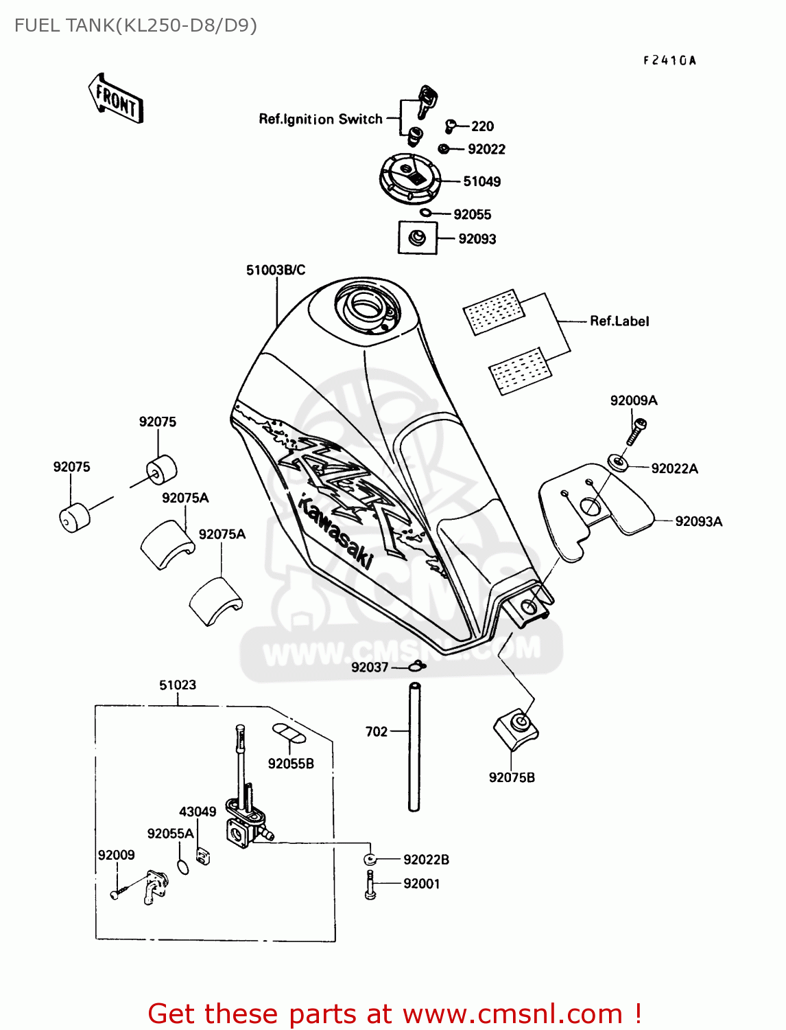 FUEL TANK(KL250-D8/D9) KL250D8 KLR250 1991 USA CALIFORNIA CANADA