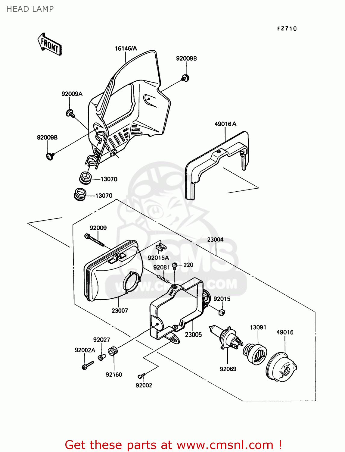 HEAD LAMP KL250D8 KLR250 1991 USA CALIFORNIA CANADA