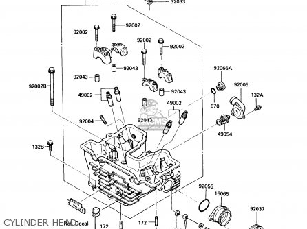 CYLINDER HEAD - KL250D8 KLR250 1991 USA CALIFORNIA CANADA
