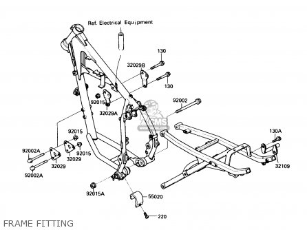 FRAME FITTING - KL250D8 KLR250 1991 USA CALIFORNIA CANADA