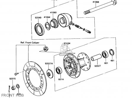 FRONT HUB - KL250D8 KLR250 1991 USA CALIFORNIA CANADA