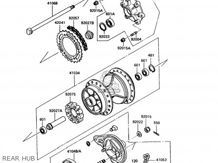 REAR HUB - KL250D8 KLR250 1991 USA CALIFORNIA CANADA