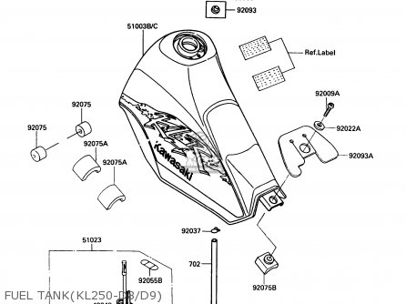 FUEL TANK(KL250-D8/D9) - KL250D8 KLR250 1991 USA CALIFORNIA CANADA