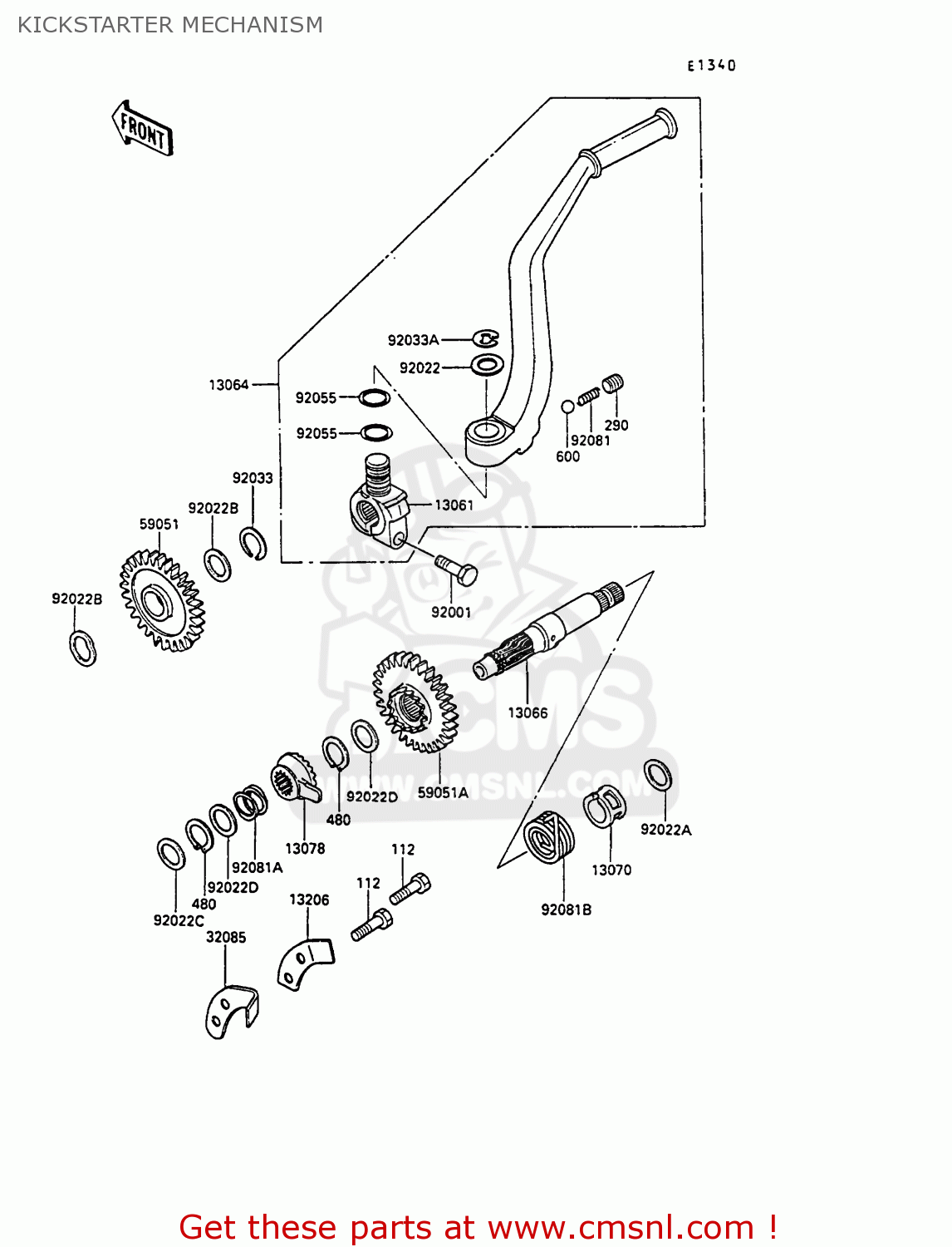 KICKSTARTER MECHANISM KL250D9 KLR250 1992 NORWAY