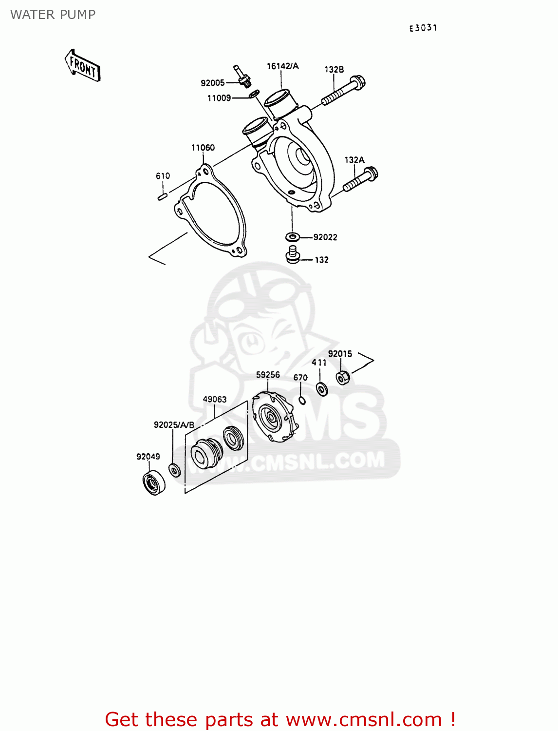 WATER PUMP KL250D9 KLR250 1992 NORWAY