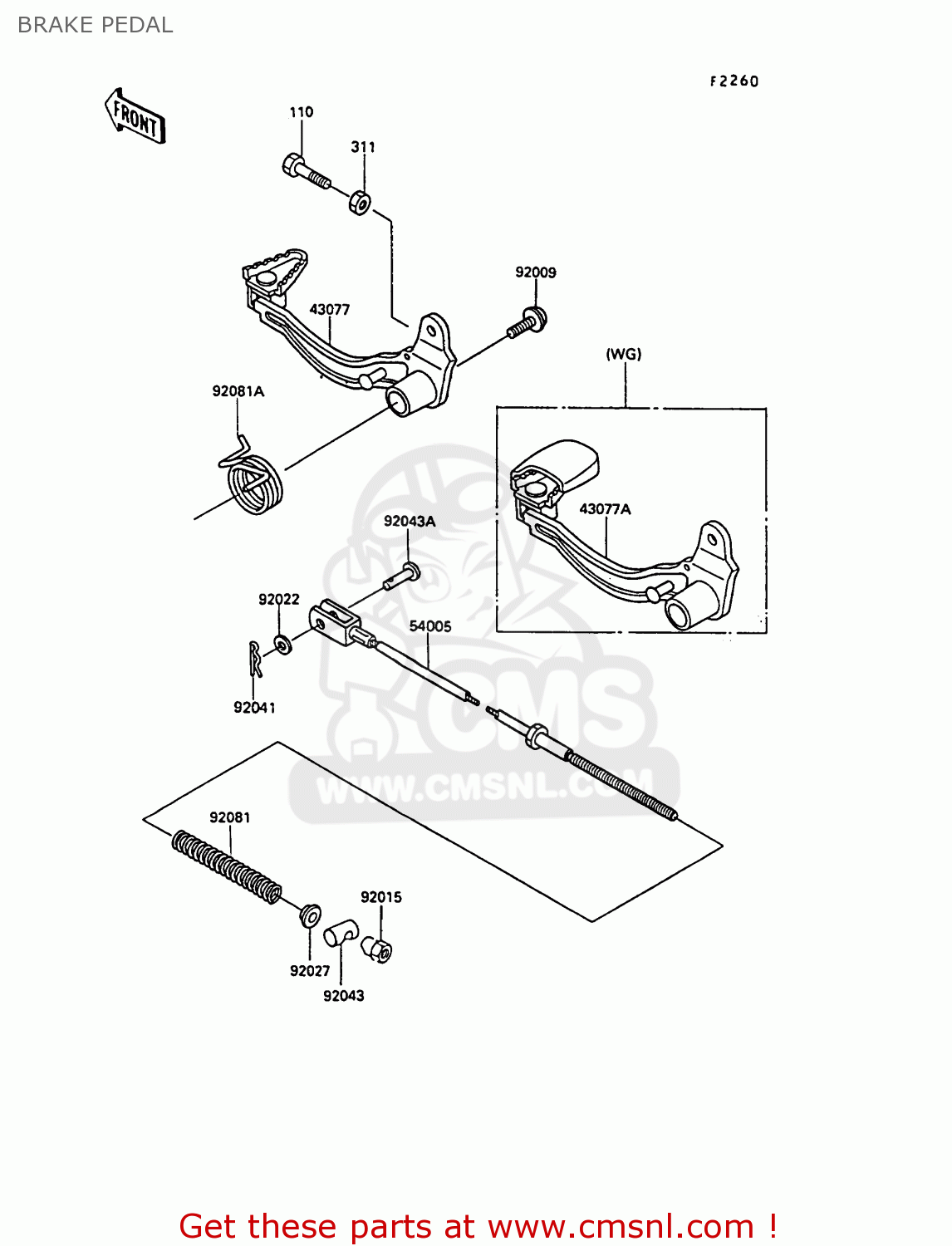 BRAKE PEDAL KL250D9 KLR250 1992 NORWAY