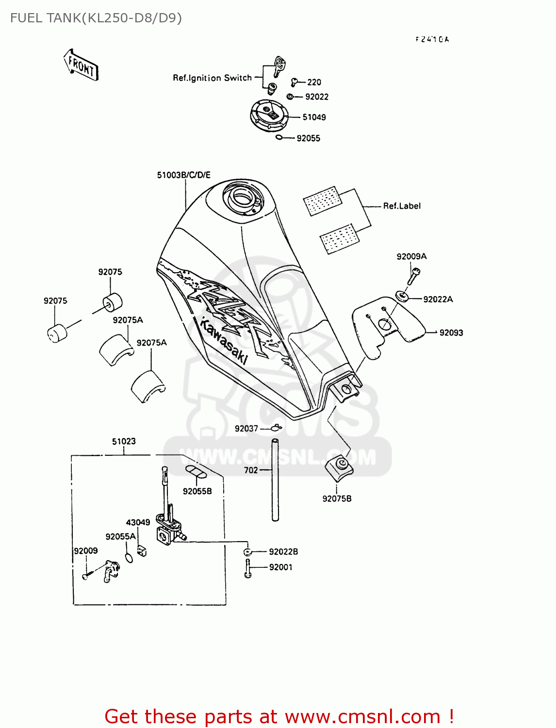 FUEL TANK(KL250-D8/D9) KL250D9 KLR250 1992 NORWAY