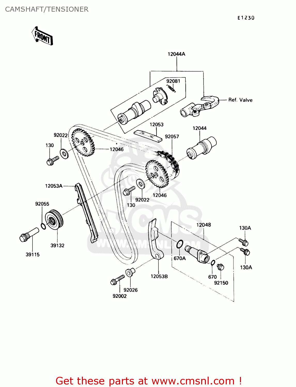 CAMSHAFT/TENSIONER KL250D9 KLR250 1992 USA CALIFORNIA CANADA