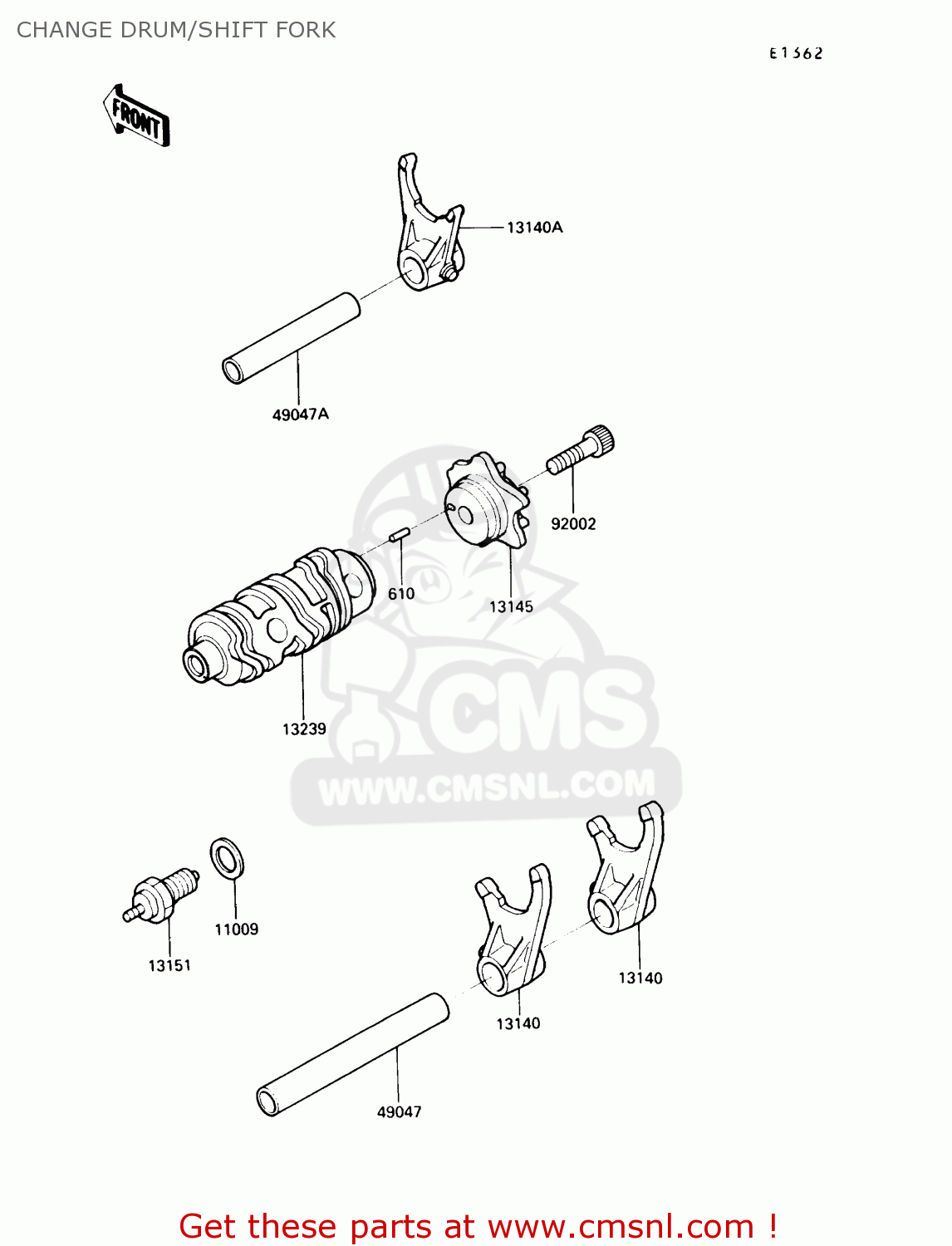 CHANGE DRUM/SHIFT FORK KL250D9 KLR250 1992 USA CALIFORNIA CANADA