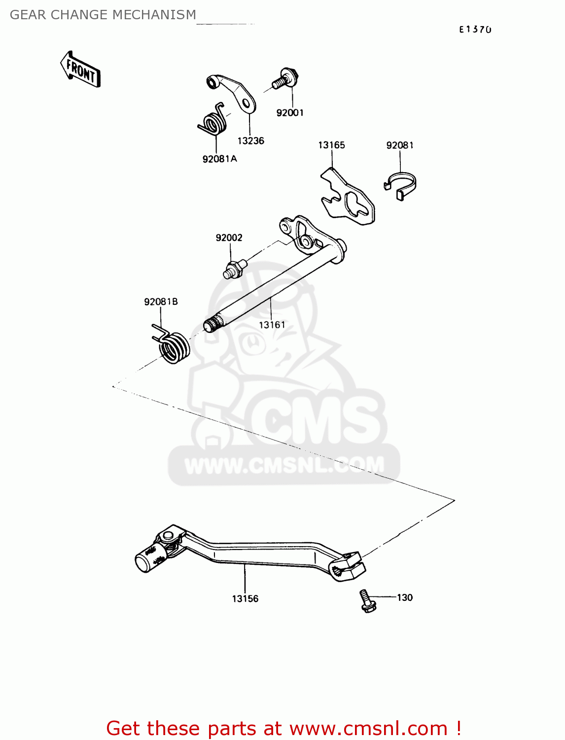 GEAR CHANGE MECHANISM KL250D9 KLR250 1992 USA CALIFORNIA CANADA