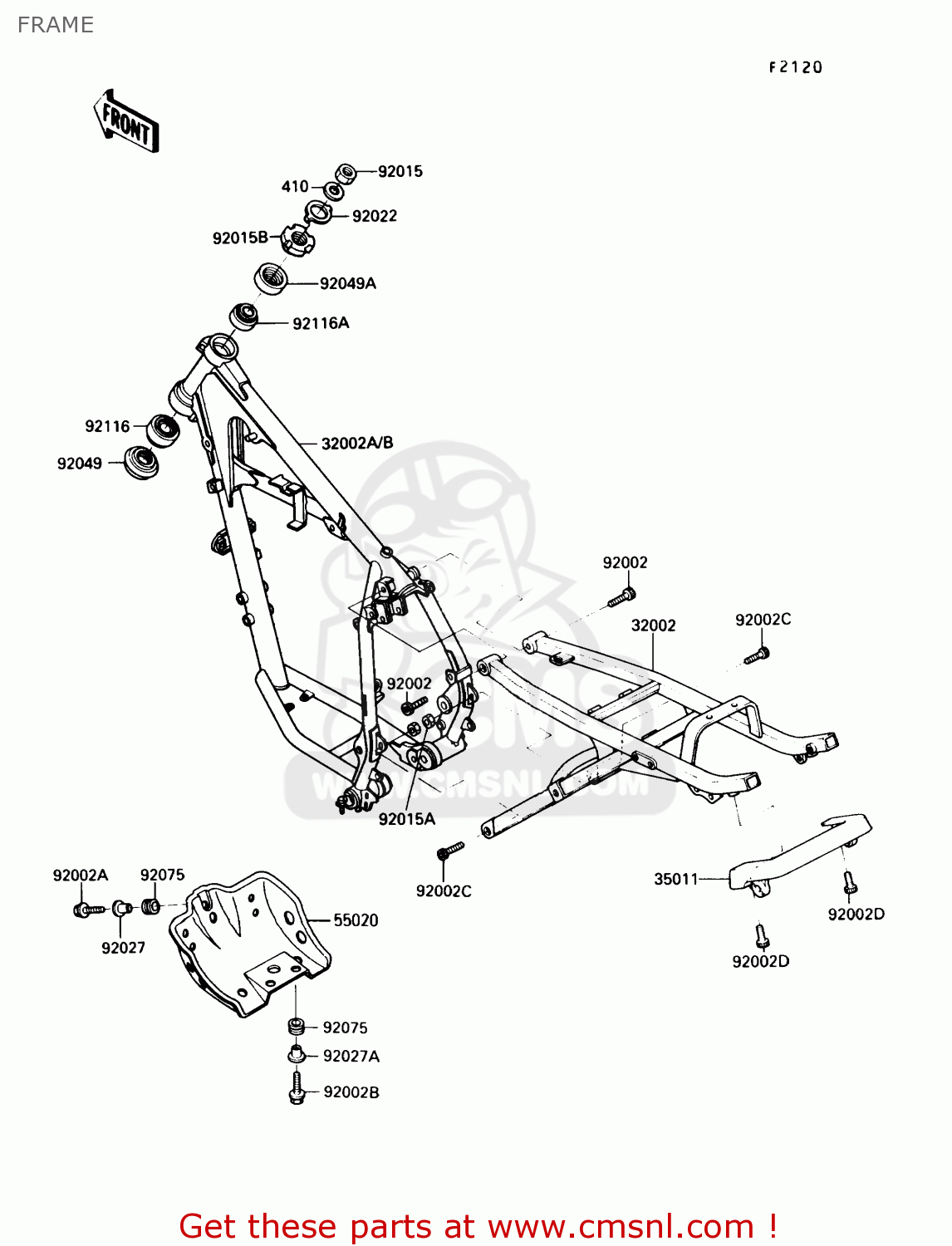 FRAME KL250D9 KLR250 1992 USA CALIFORNIA CANADA