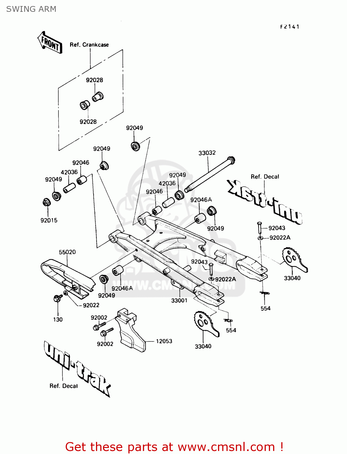 SWING ARM KL250D9 KLR250 1992 USA CALIFORNIA CANADA