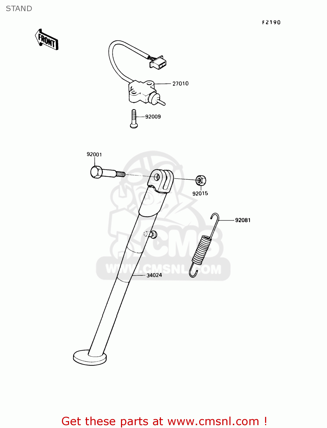 STAND KL250D9 KLR250 1992 USA CALIFORNIA CANADA