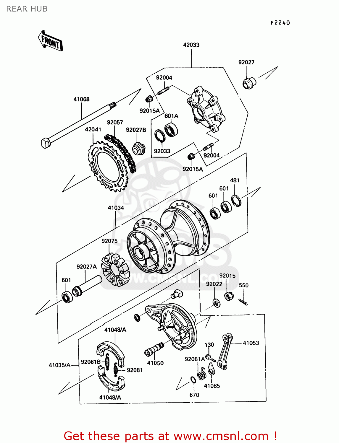 REAR HUB KL250D9 KLR250 1992 USA CALIFORNIA CANADA
