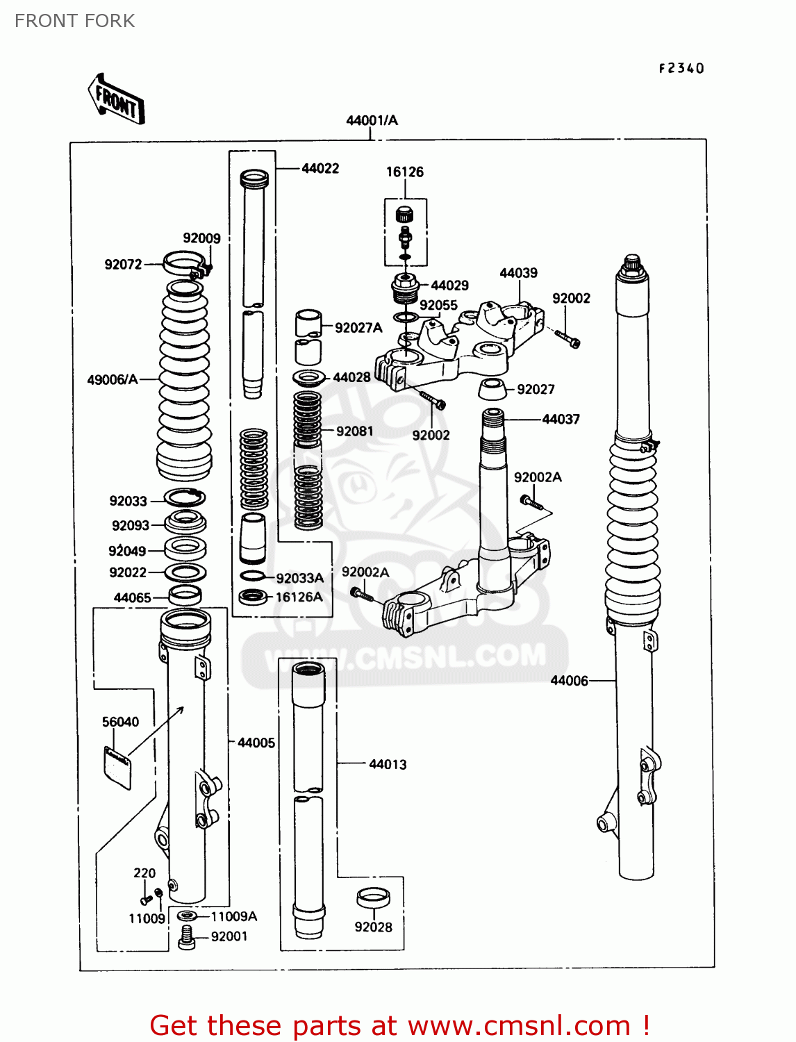 FRONT FORK KL250D9 KLR250 1992 USA CALIFORNIA CANADA