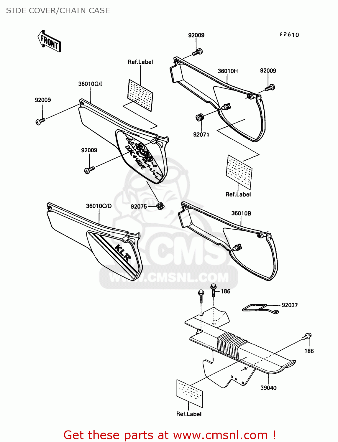 SIDE COVER/CHAIN CASE KL250D9 KLR250 1992 USA CALIFORNIA CANADA