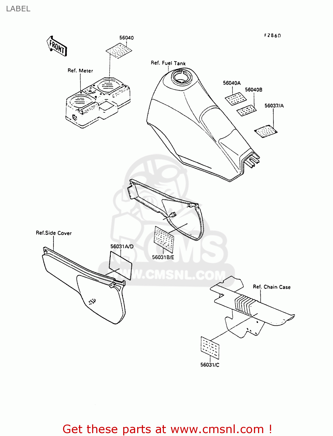 LABEL KL250D9 KLR250 1992 USA CALIFORNIA CANADA
