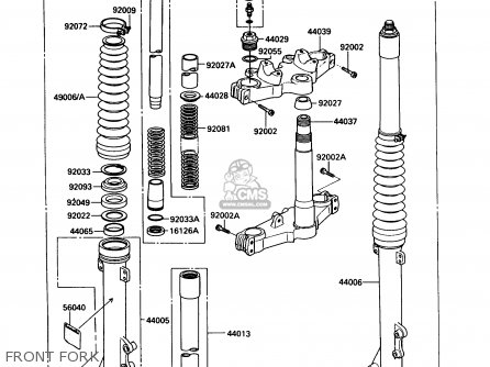 FRONT FORK - KL250D9 KLR250 1992 USA CALIFORNIA CANADA