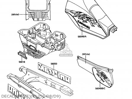 DECAL(WHITE)(KL250-D8/D9) - KL250D9 KLR250 1992 USA CALIFORNIA CANADA