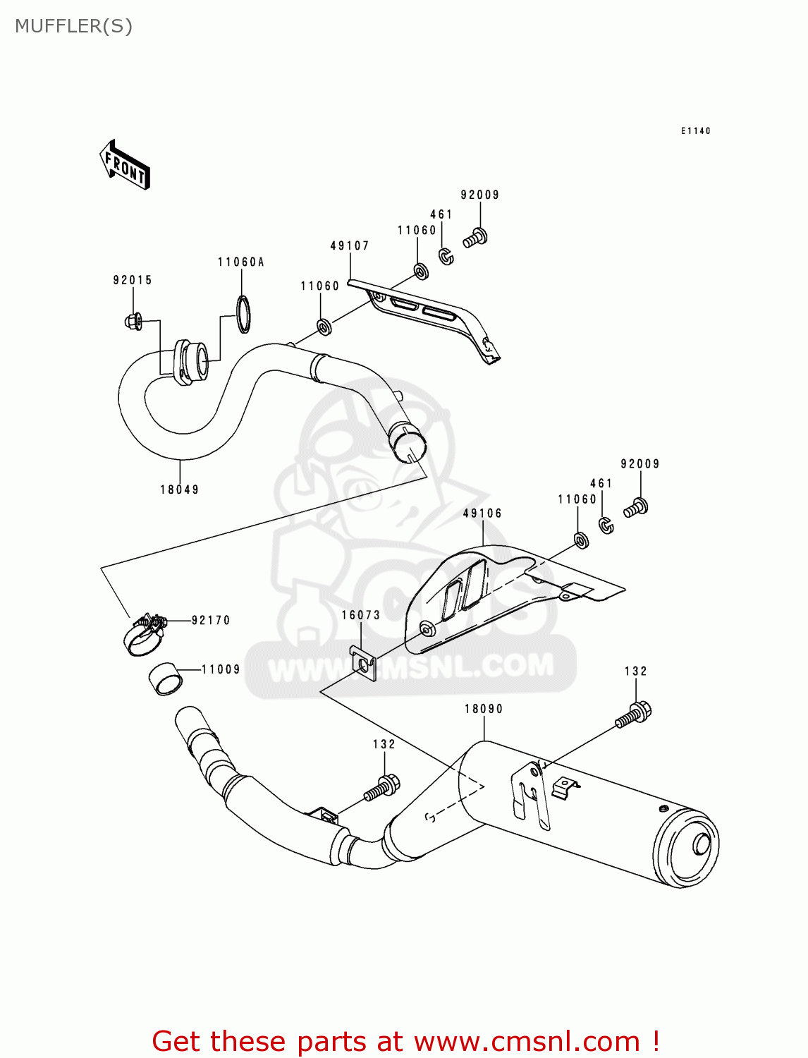 MUFFLER(S) KL250G4 SUPER SHERPA 2000 USA CANADA