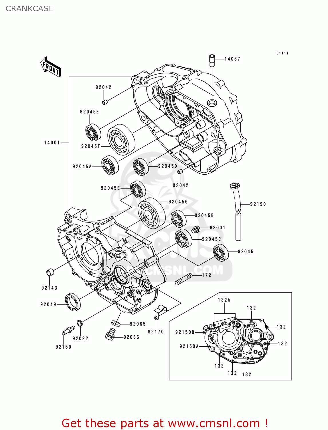 CRANKCASE KL250G4 SUPER SHERPA 2000 USA CANADA