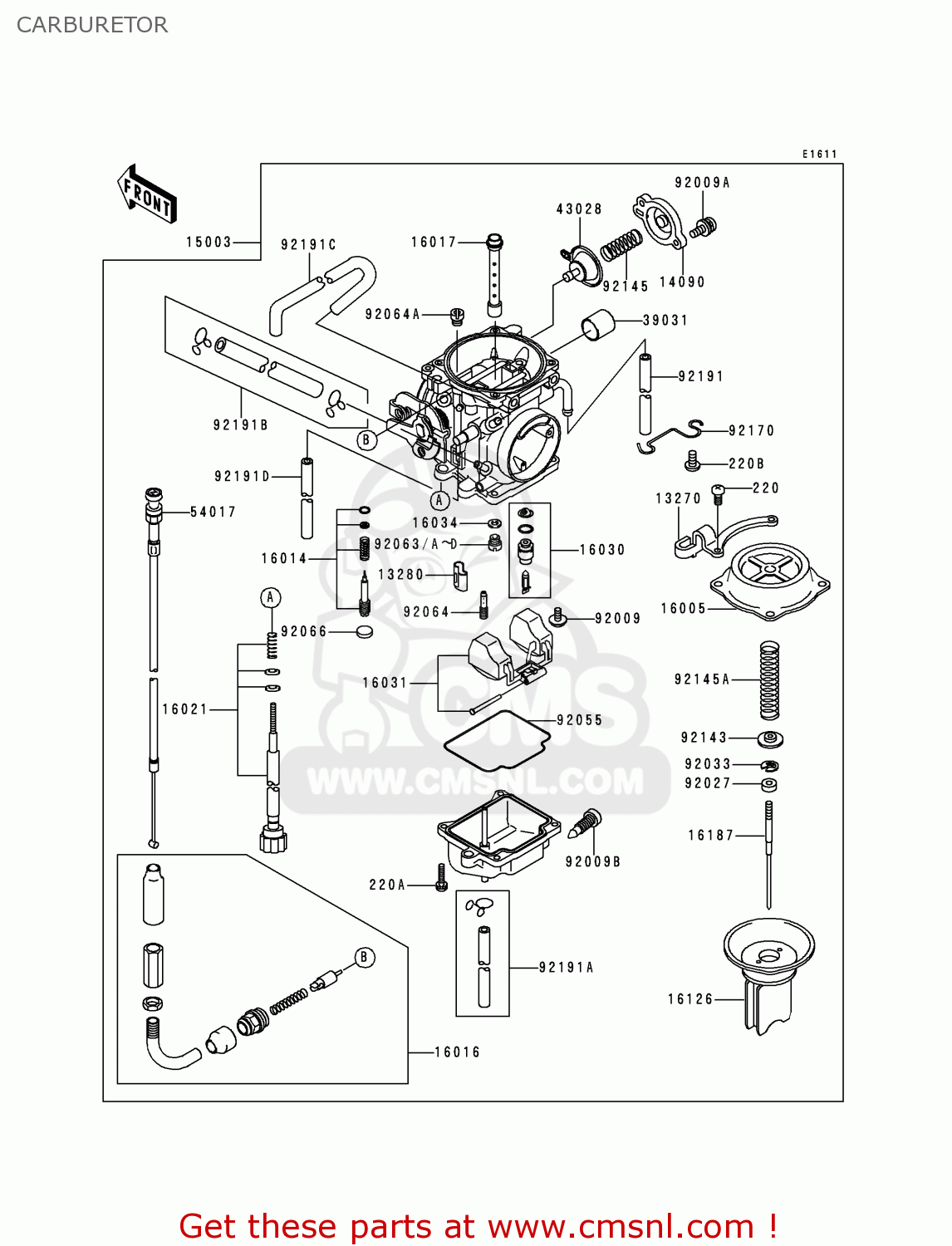 CARBURETOR KL250G4 SUPER SHERPA 2000 USA CANADA