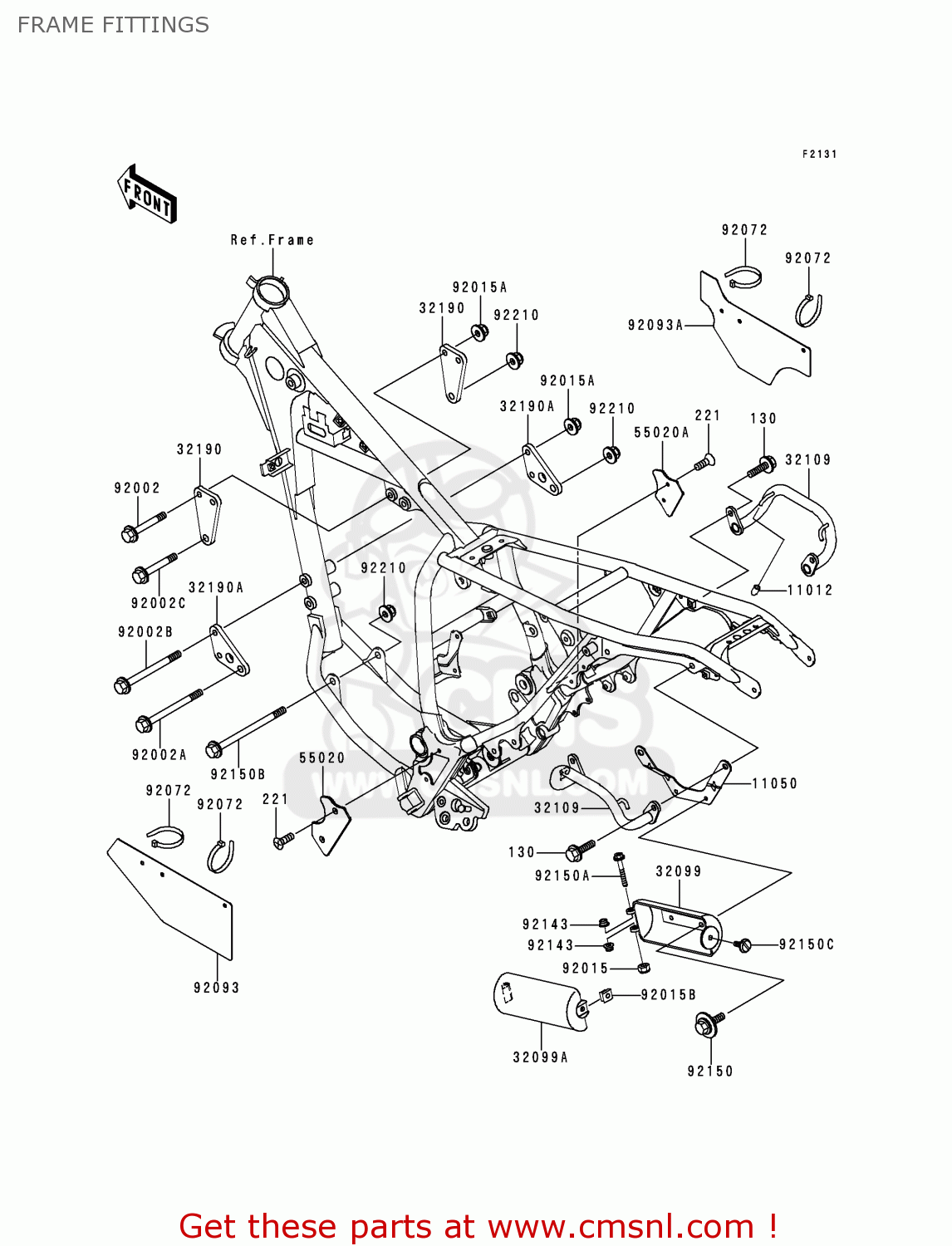 FRAME FITTINGS KL250G4 SUPER SHERPA 2000 USA CANADA