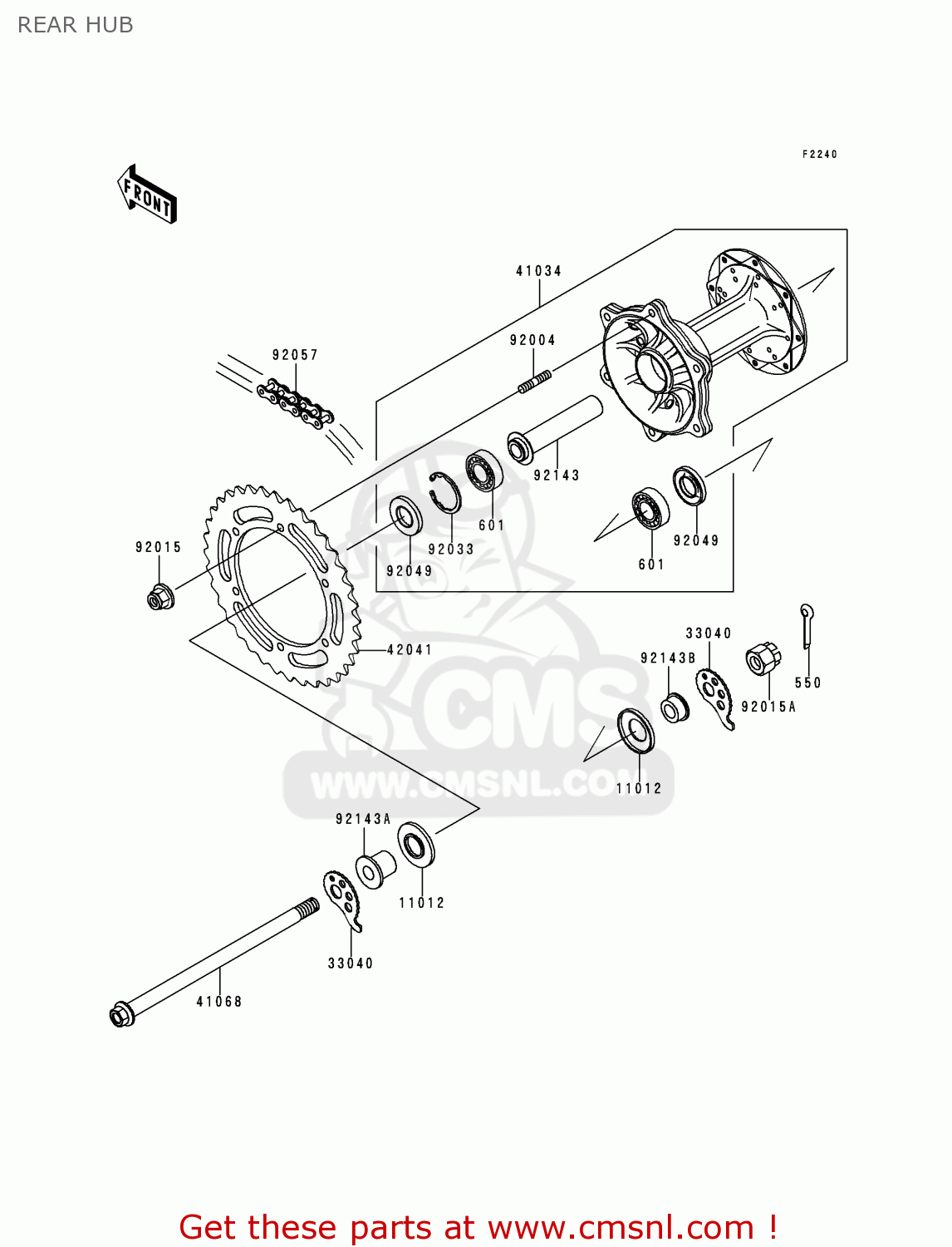REAR HUB KL250G4 SUPER SHERPA 2000 USA CANADA