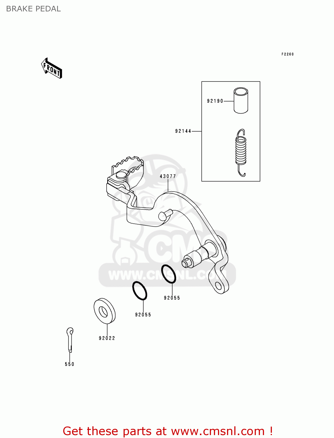 BRAKE PEDAL KL250G4 SUPER SHERPA 2000 USA CANADA