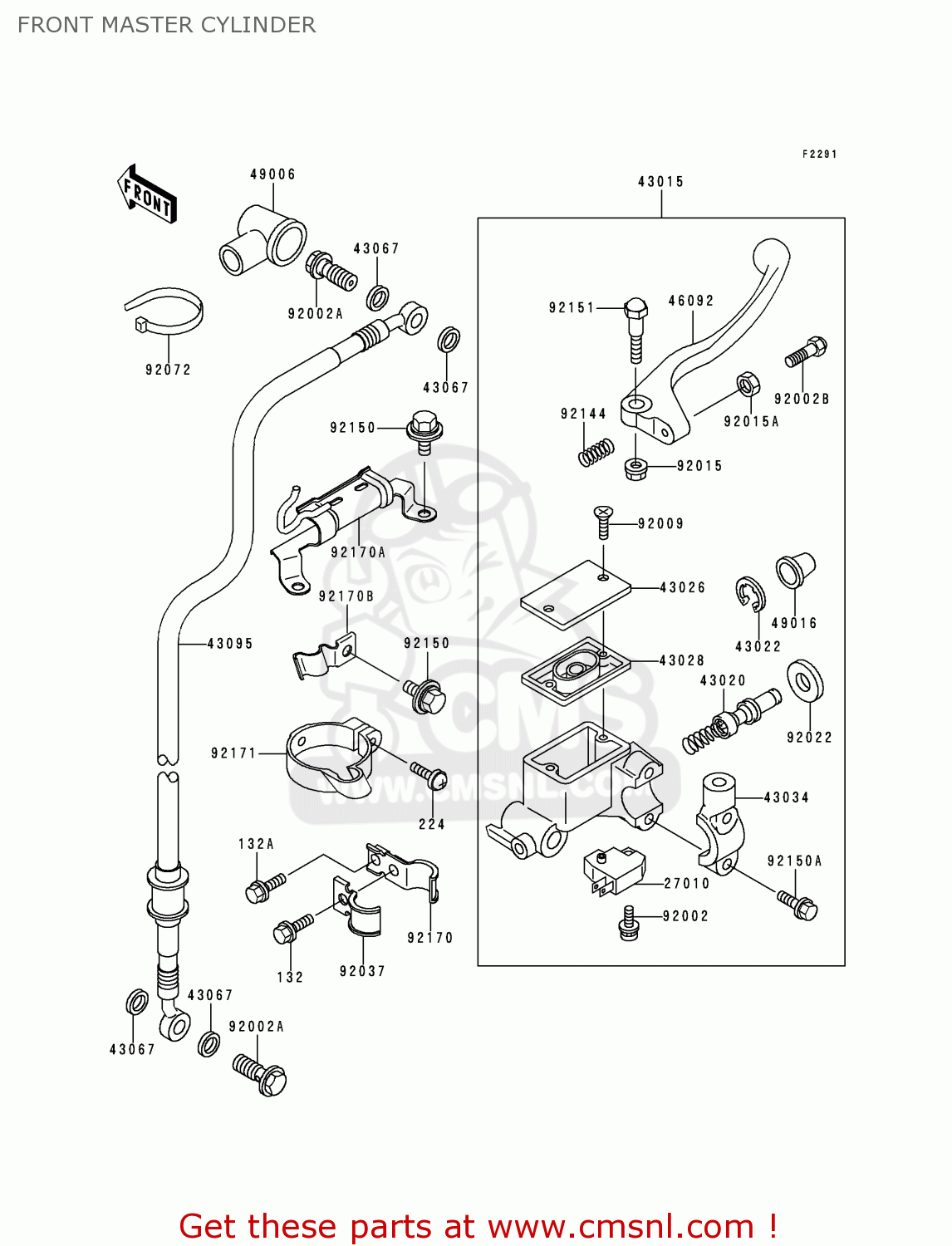FRONT MASTER CYLINDER KL250G4 SUPER SHERPA 2000 USA CANADA