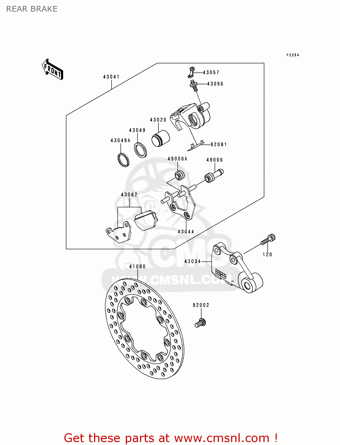 REAR BRAKE KL250G4 SUPER SHERPA 2000 USA CANADA