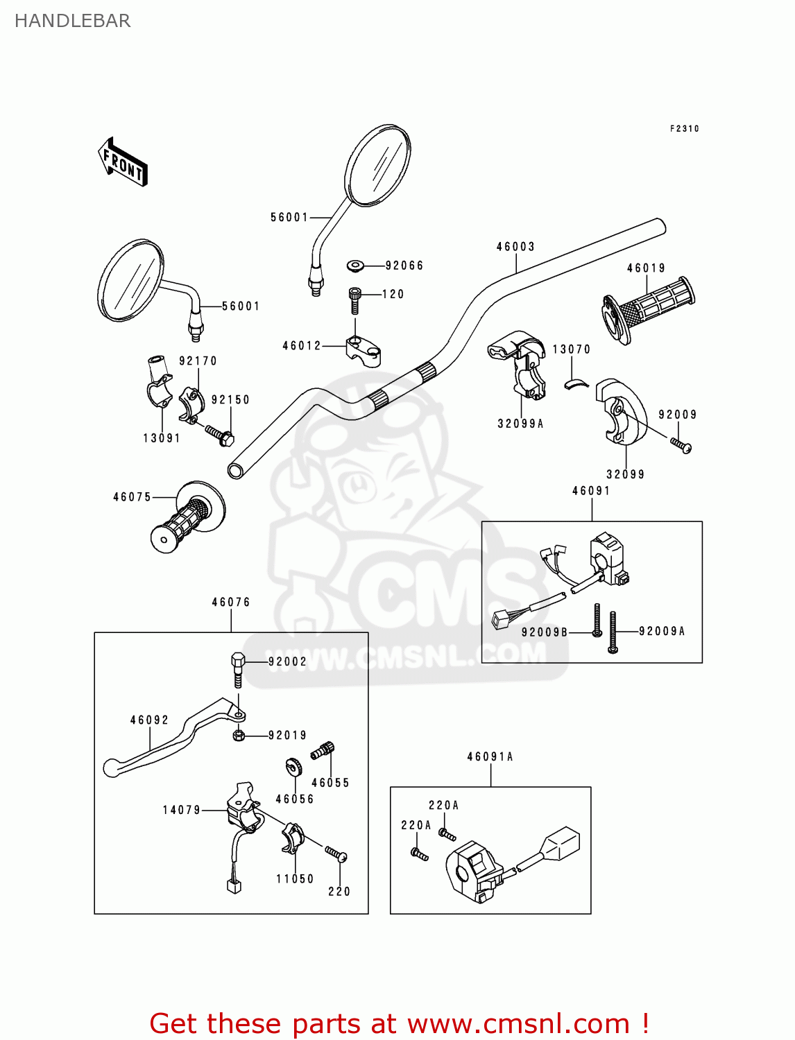 HANDLEBAR KL250G4 SUPER SHERPA 2000 USA CANADA