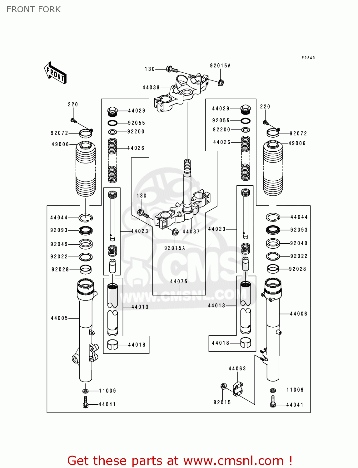 FRONT FORK KL250G4 SUPER SHERPA 2000 USA CANADA