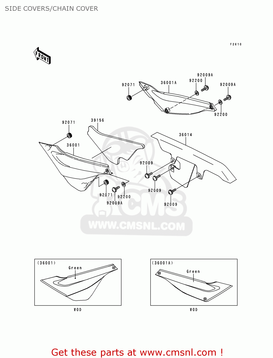 SIDE COVERS/CHAIN COVER KL250G4 SUPER SHERPA 2000 USA CANADA