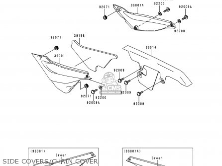 SIDE COVERS/CHAIN COVER - KL250G4 SUPER SHERPA 2000 USA CANADA