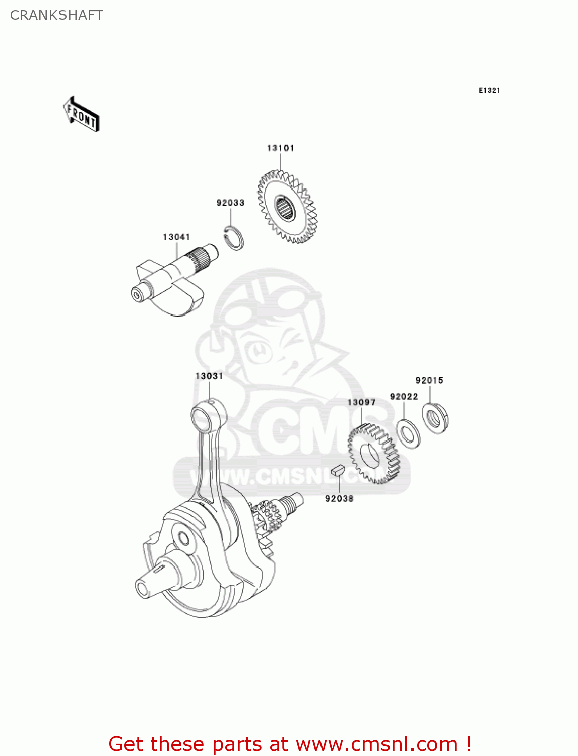 CRANKSHAFT KL250G5 SUPER SHERPA 2001 USA CANADA