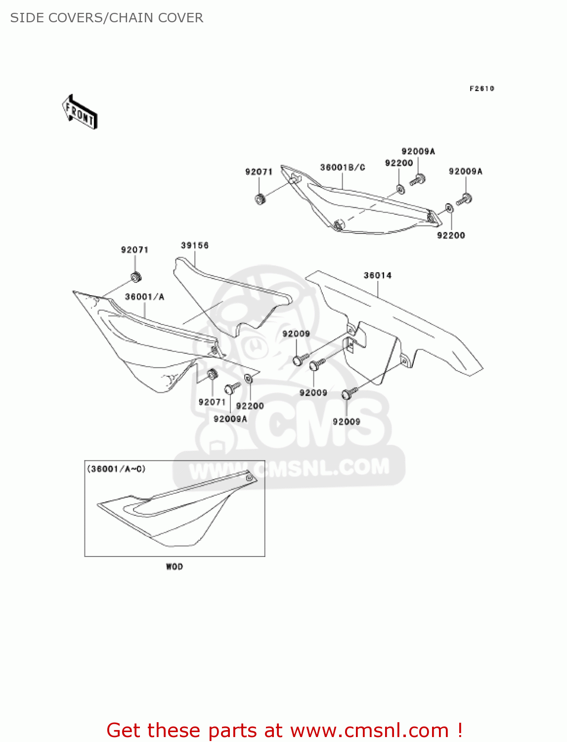 SIDE COVERS/CHAIN COVER KL250G5 SUPER SHERPA 2001 USA CANADA