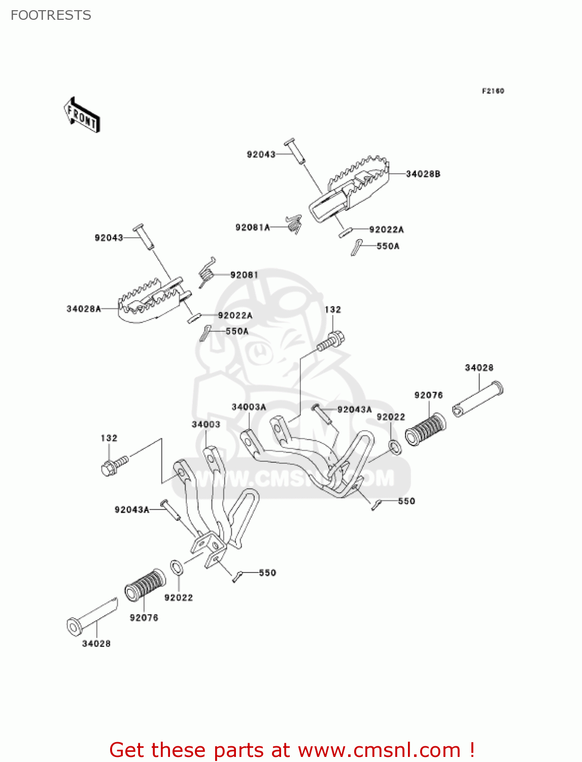 FOOTRESTS KL250G5 SUPER SHERPA 2001 USA CANADA